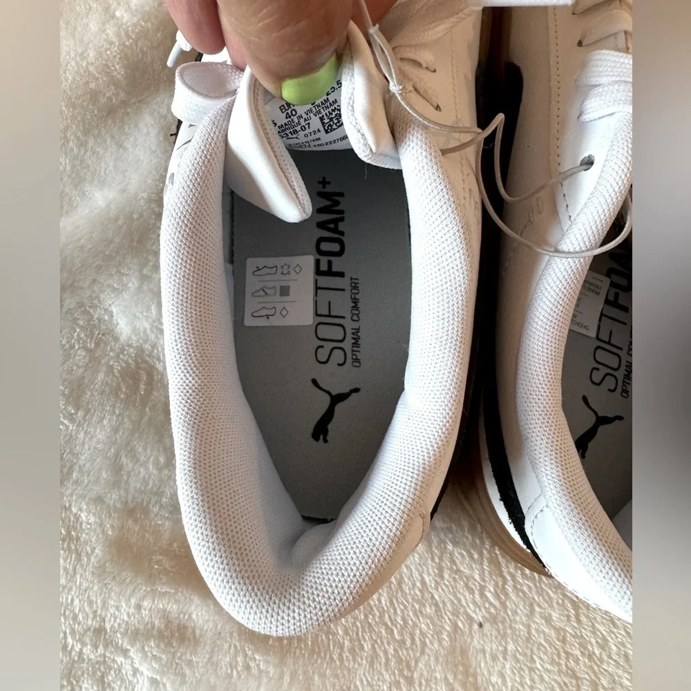Puma Smash Platform Casual White Sneakers with Black and Gum Accents Size 9 NWT - Picture 7 of 9